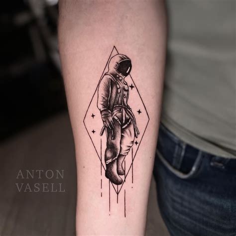 minimal astronaut tattoo|More.